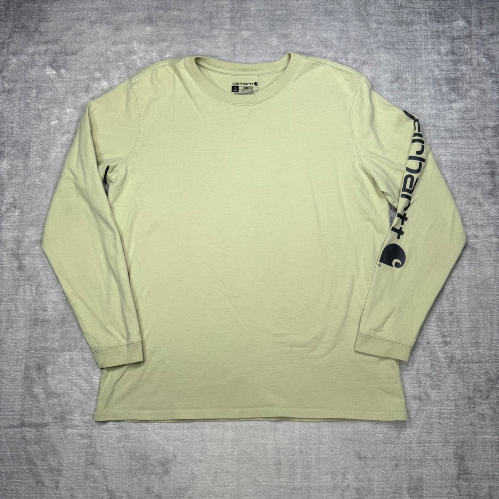 Carhartt Shirt Womans Large Sage Green Loose Fit 103401 Sleeve Graphic